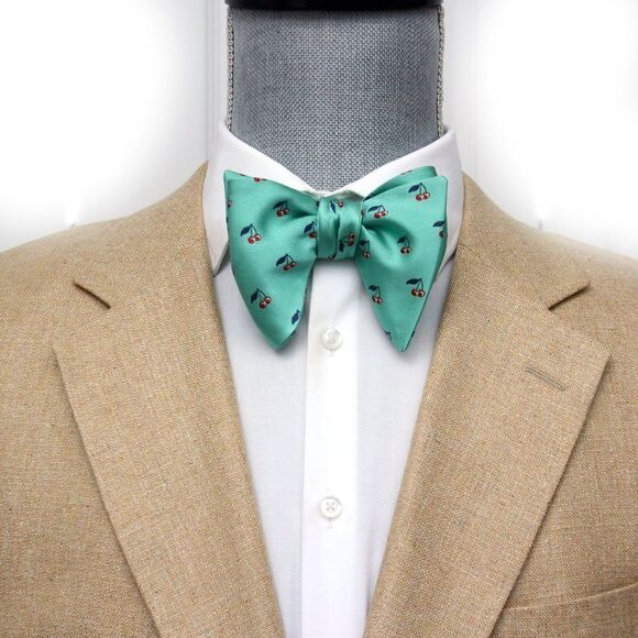 Green Silk Big Butterfly Bow Tie S533 - Picture 15 of 16